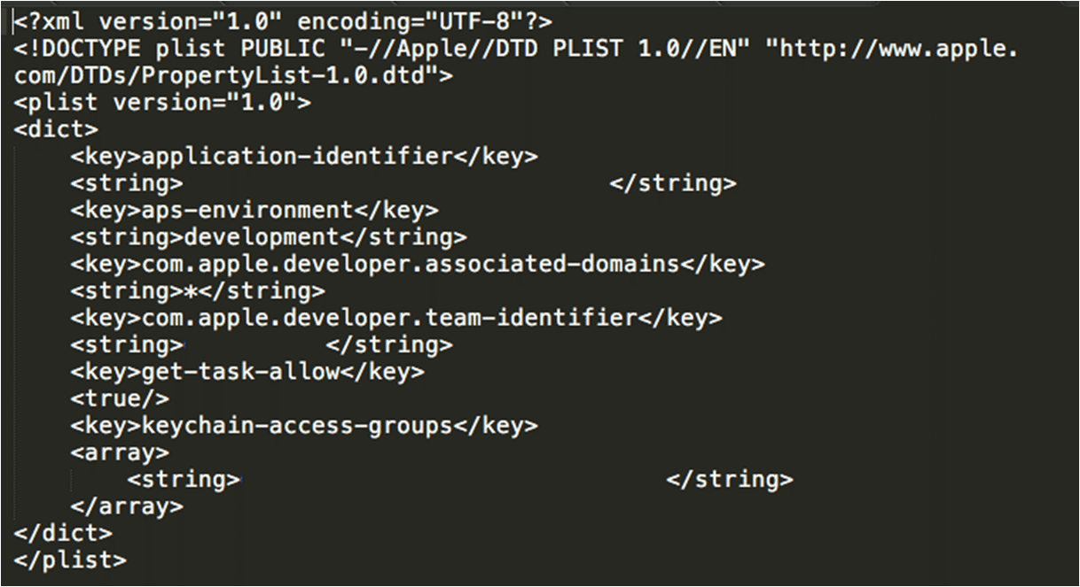 iOS Entitlement file