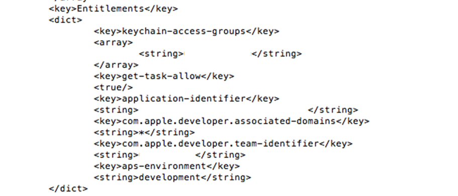 iOS provisioning profile content